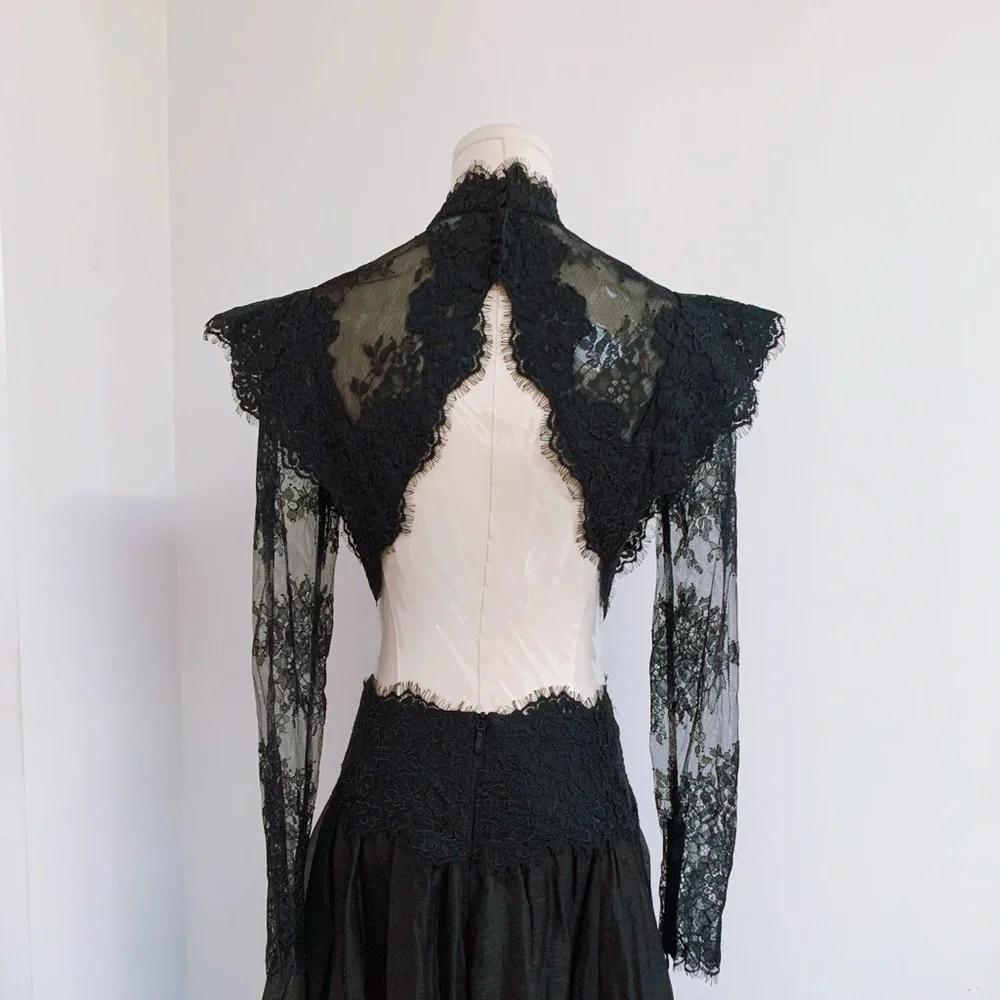 NWOT Authentic ZIMMERMANN Sensory lace linen and silk midi dress Size 1 Black - Picture 11 of 16